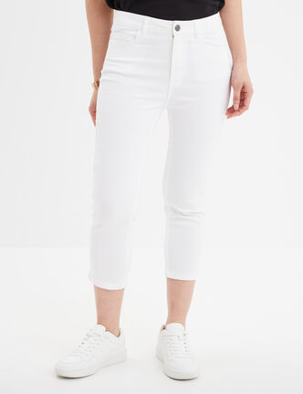 Pantacourt slim 5 poches blanc femme