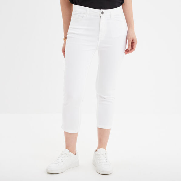 Pantacourt slim 5 poches blanc femme