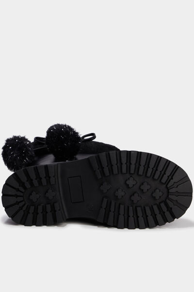Bottes fourr&eacute;es &agrave; pompons noir fille