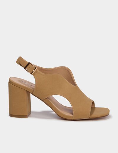Sandales su&eacute;dine &agrave; talons 7 cm sable femme