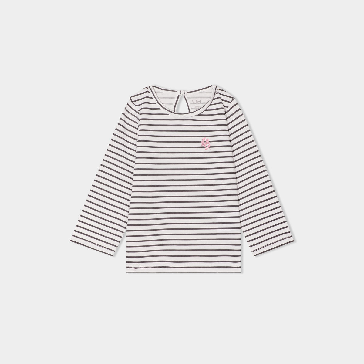 T-shirt manches longues col rond coton ecru bébé fille