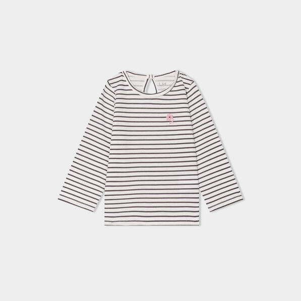 T-shirt manches longues col rond coton ecru bébé fille