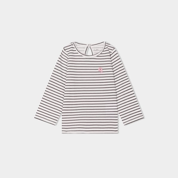 t shirt manches longues col rond coton ecru bebef T-shirt manches longues col rond coton ecru bébé fille