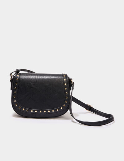 Sac besace avec clous noir femme