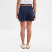Short chino ceinture tressée bleu marine femme