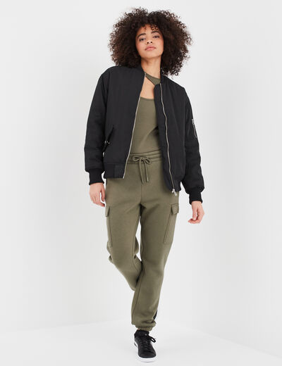 T-shirt côtelé avec ouverture Liberto vert kaki femme