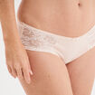 Shorty en coton avec dentelle rose poudr&eacute;e femme