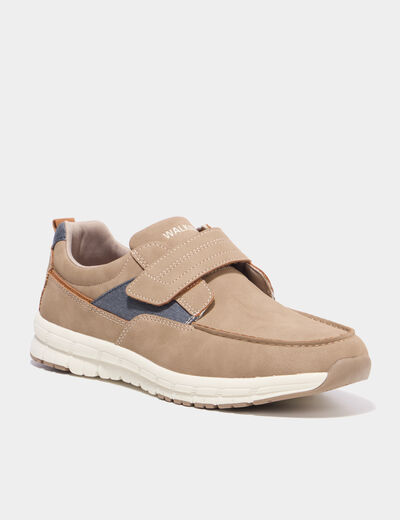 Chaussures bateau &agrave; scratchs sable homme