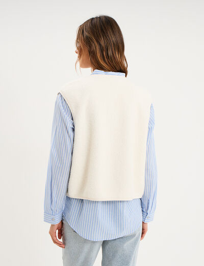 Veste sans manches effet polaire ecru femme