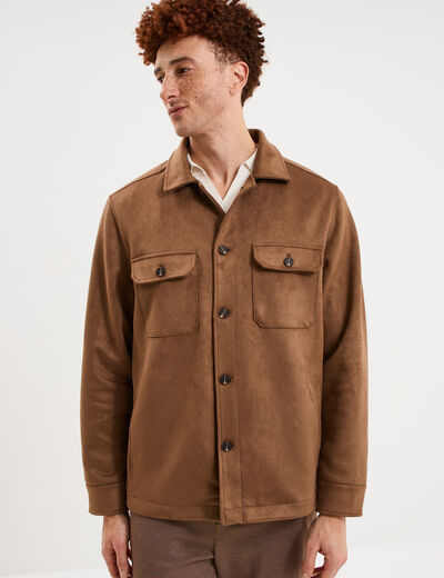 Surchemise droite en su&eacute;dine camel homme