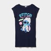 Chemise de nuit manches courtes Stitch bleu marine femme