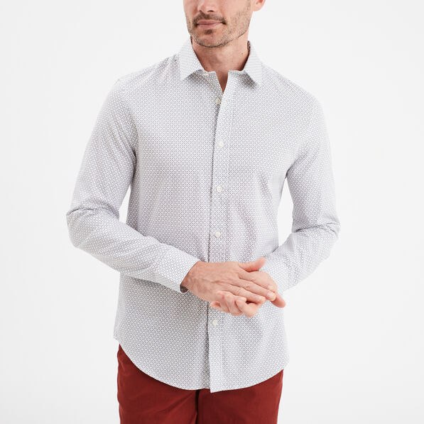 Chemise droite imprimée manches longues ecru homme