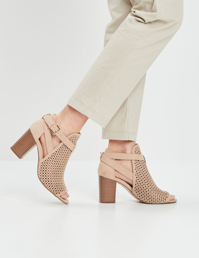 Sandales &agrave; talons sable femme
