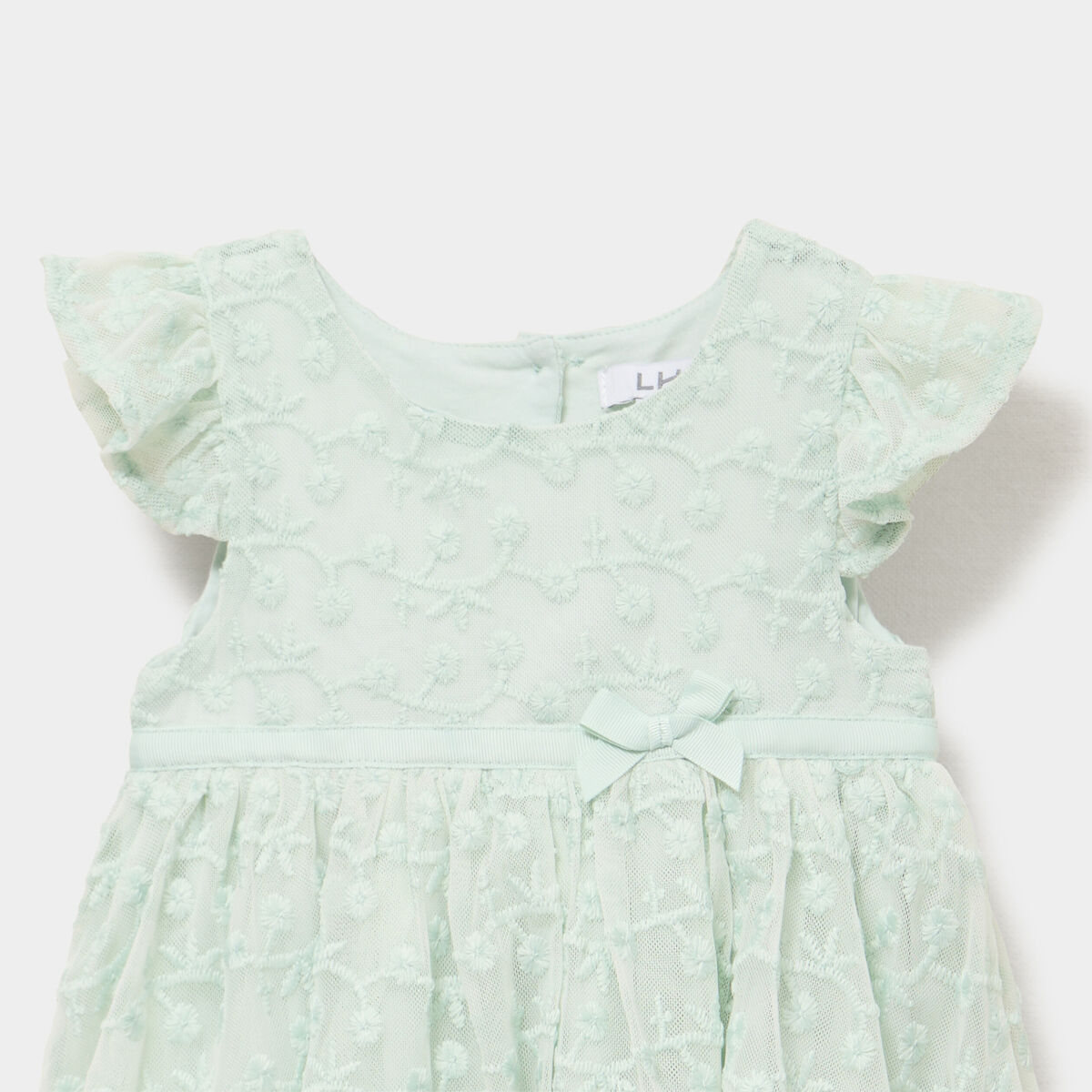 Robe c&eacute;r&eacute;monie en dentelle vert pastel b&eacute;b&eacute; fille