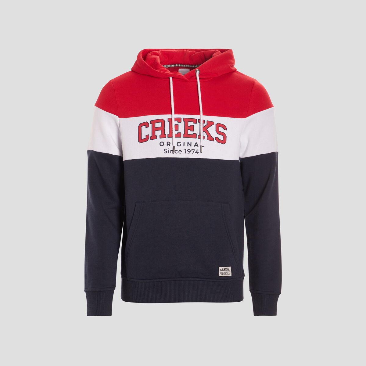 Sweat tricolor à capuche hoodie Creeks rouge homme