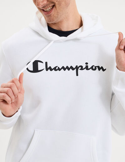Sweat hoodie 1 poche molleton Champion blanc homme