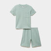 Ensemble pyjama short et t-shirt textur&eacute; vert pastel gar&ccedil;on
