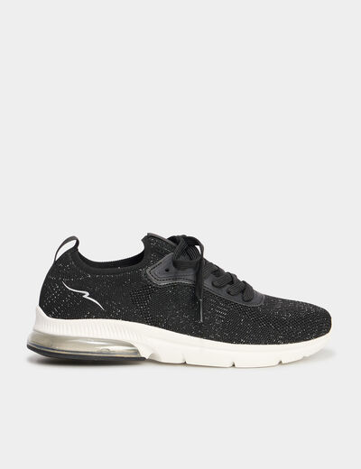 Baskets running à lacets noir femme