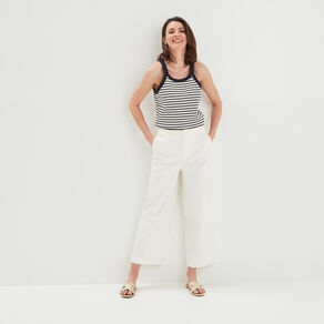 debardeur cotele encolure americaine ecru femme Débardeur côtelé encolure américaine ecru femme