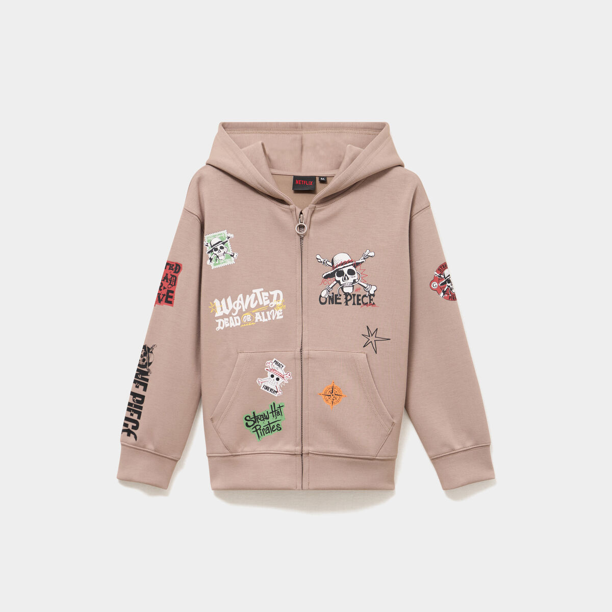 Sweat zipp&eacute; &agrave; capuche One Piece sable gar&ccedil;on