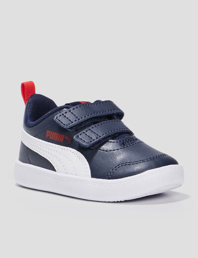 Tennis à scratchs Puma Courtflex bleu marine bébé garçon