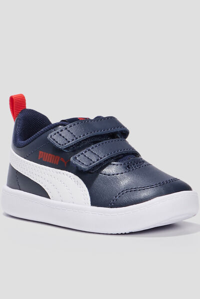 Tennis à scratchs Puma Courtflex bleu marine bébé garçon