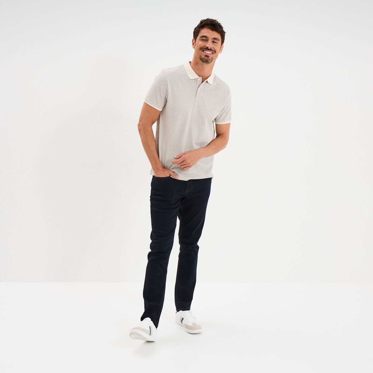 Polo droit manches courtes coton blanc homme