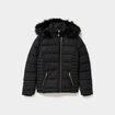 Doudoune simili cuir &agrave; capuche noir femme