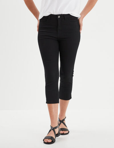 Pantacourt slim 5 poches noir femme