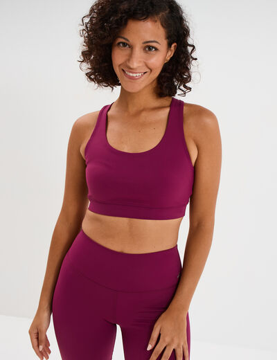 Brassi&egrave;re de sport dos nageur violet fonc&eacute; femme