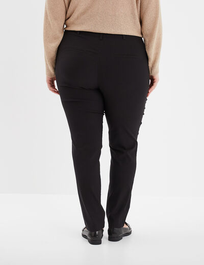 Pantalon droit taille haute noir femme grande taille