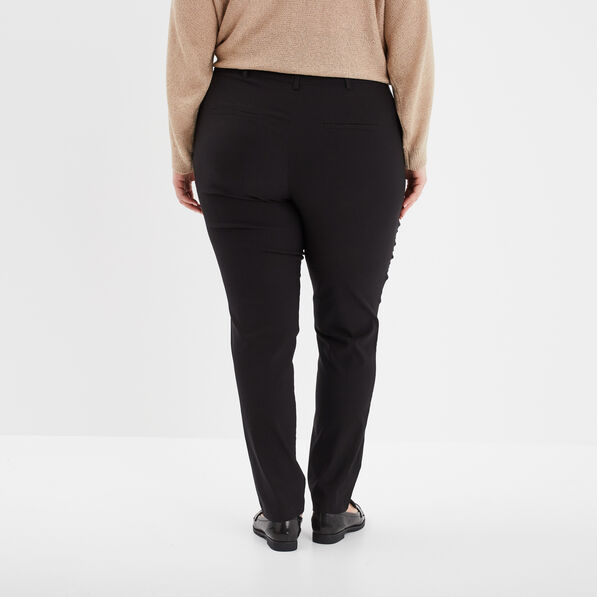 Pantalon droit taille haute noir femme grande taille
