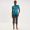 Ensemble pyjama corsaire t-shirt coton bleu canard femme