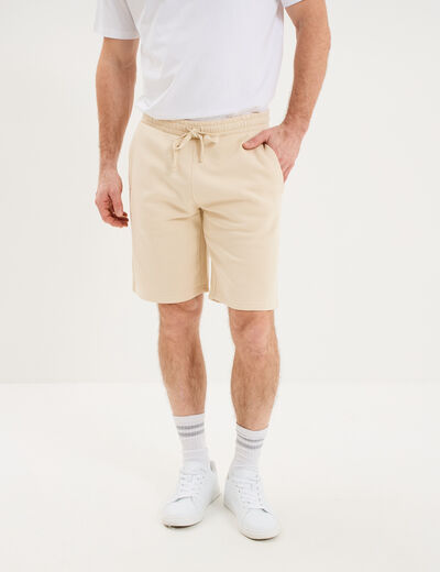 Short jogging molleton droit ecru homme