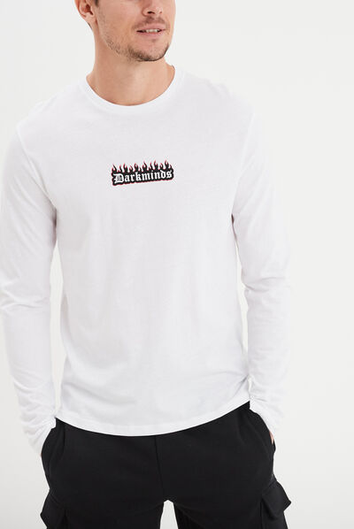 T-shirt col rond manches longues Liberto blanc homme