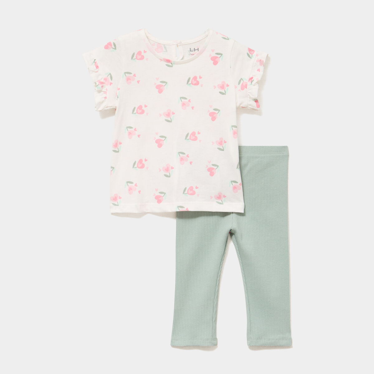 Ensemble 2 pi&egrave;ces legging et t-shirt ecru b&eacute;b&eacute; fille
