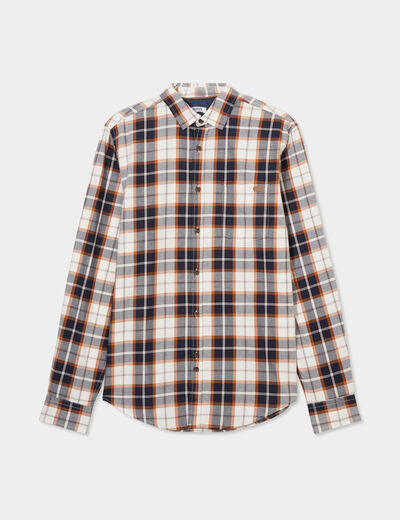 Chemise droite manches retroussées camel homme