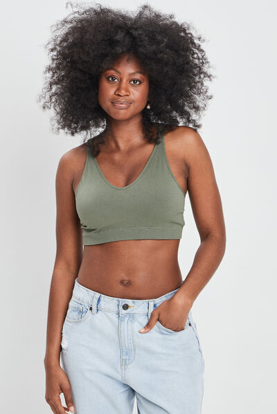 Soutien-gorge brassière vert kaki femme