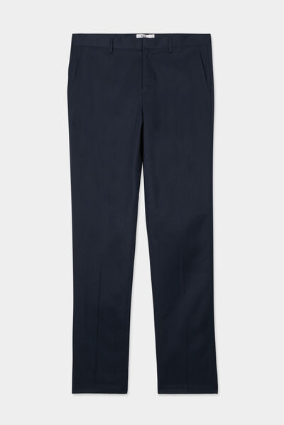 Pantalon droit avec pinces bleu marine homme