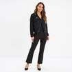 Veste courte esprit biker effet su&eacute;dine noir femme