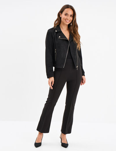 Veste courte esprit biker effet su&eacute;dine noir femme