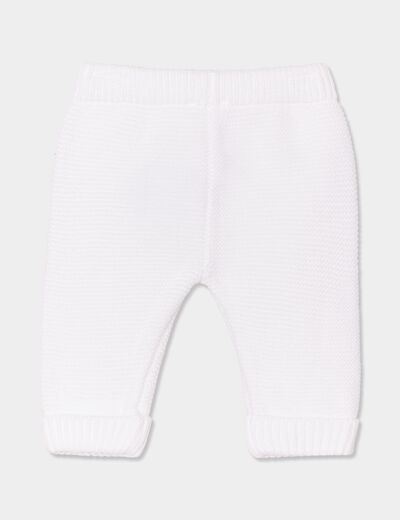 Pantalon tricot taille élastiquée blanc bébé garçon