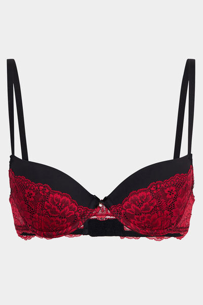 Soutien-gorge corbeille micro dentelle rouge femme