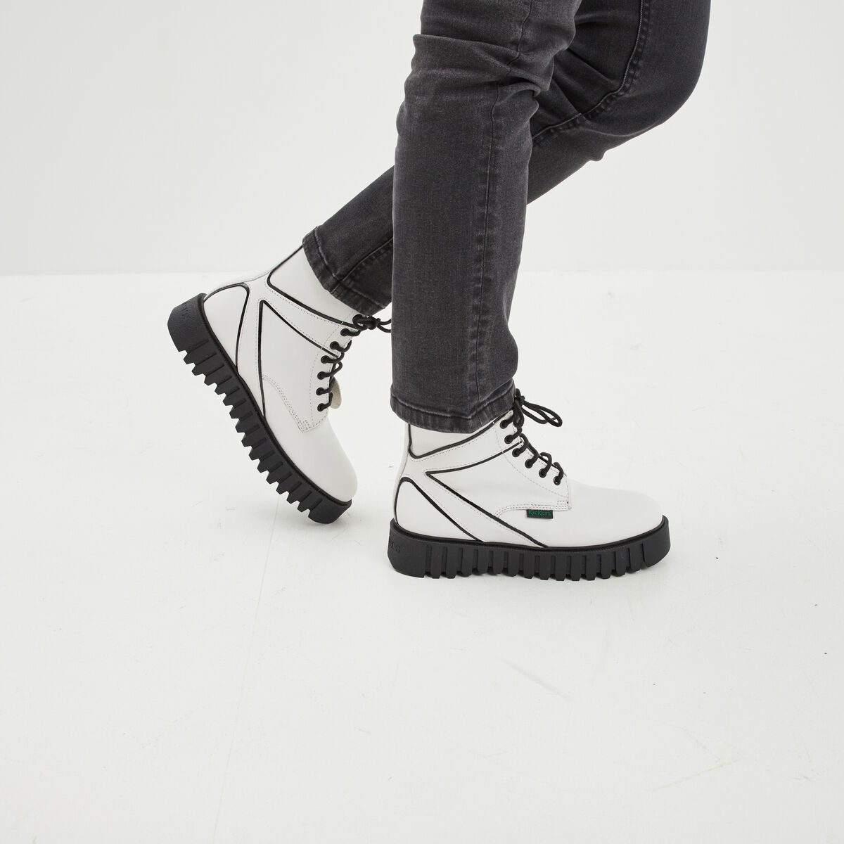 Bottines en cuir Kickers Kickfab blanc femme