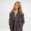 Manteau court double boutonnage multicolore femme