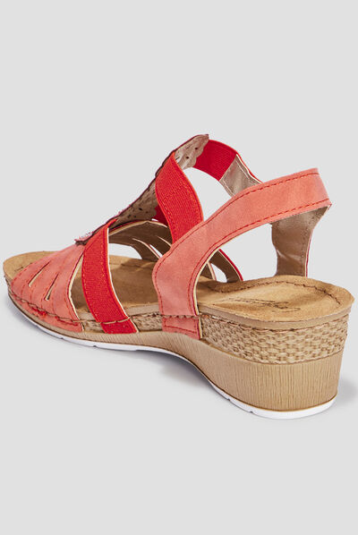 Sandales compensées cuir Confortissimo rouge femme