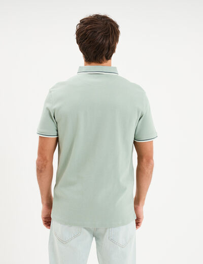 Polo piqu&eacute; manches courtes coton vert pastel homme