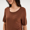 Pull manches courtes col rond marron fonc&eacute; femme