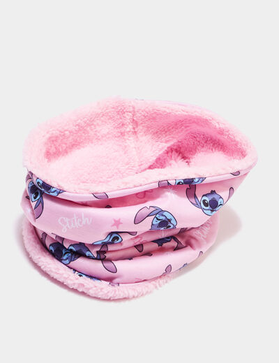 Tour de cou doublé Stitch rose fille