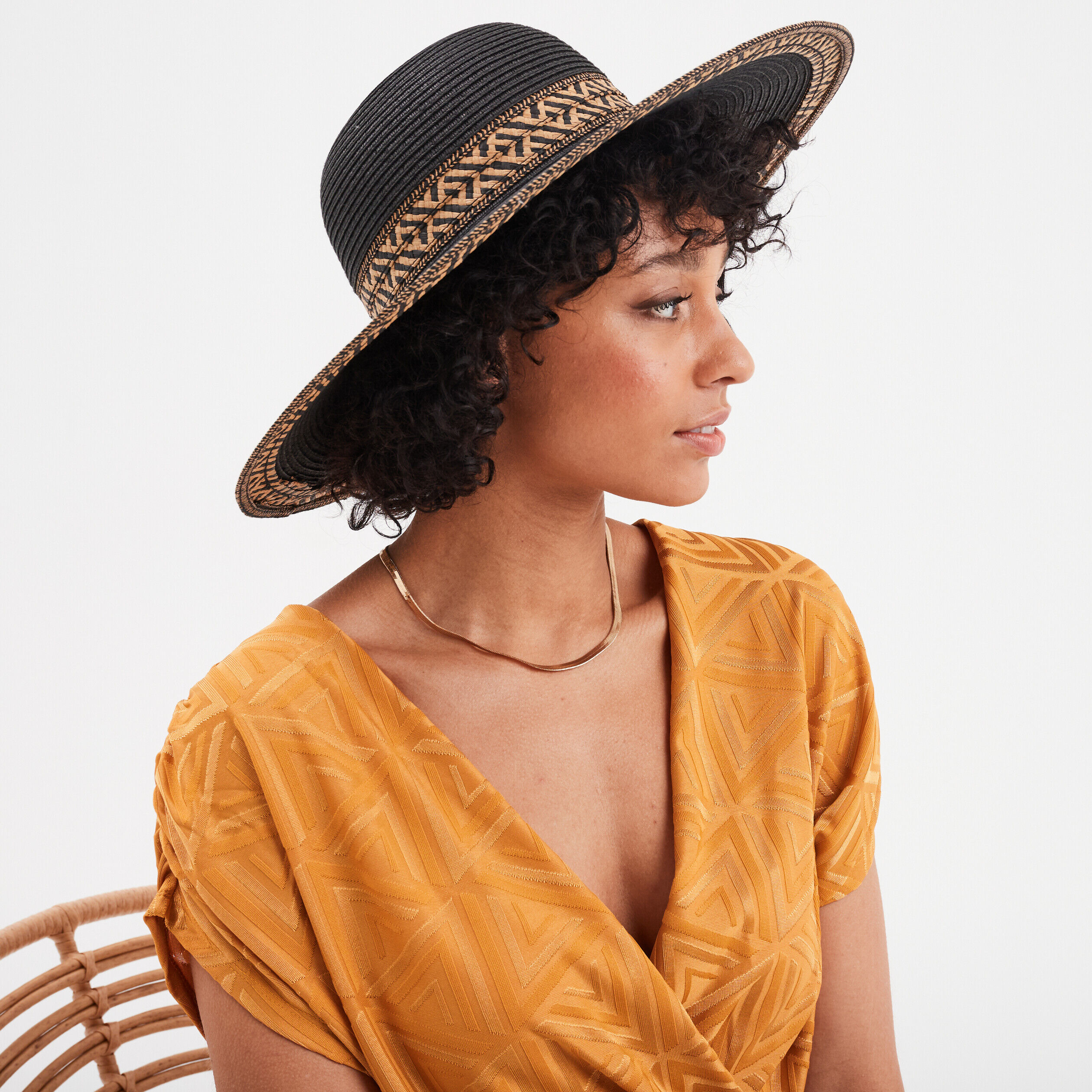 Chapeau de paille noir femme LH